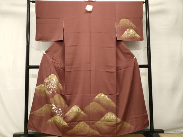 平和屋着物■訪問着　刺繍　遠山文　草花文　金銀彩　正絹　逸品　CABL3271ev