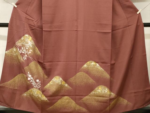 平和屋着物■訪問着　刺繍　遠山文　草花文　金銀彩　正絹　逸品　CABL3271ev
