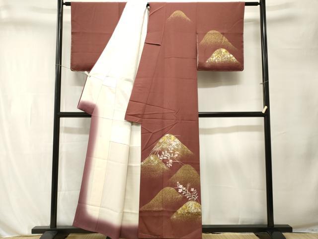 平和屋着物■訪問着　刺繍　遠山文　草花文　金銀彩　正絹　逸品　CABL3271ev