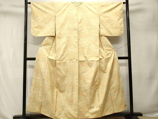 平和屋着物■本場大島紬　白大島　エ霞草花文　正絹　逸品　CABL3273ev