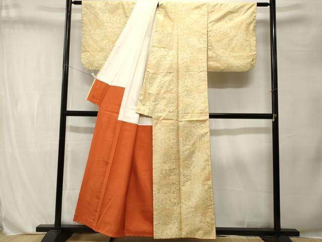 平和屋着物■本場大島紬　白大島　エ霞草花文　正絹　逸品　CABL3273ev