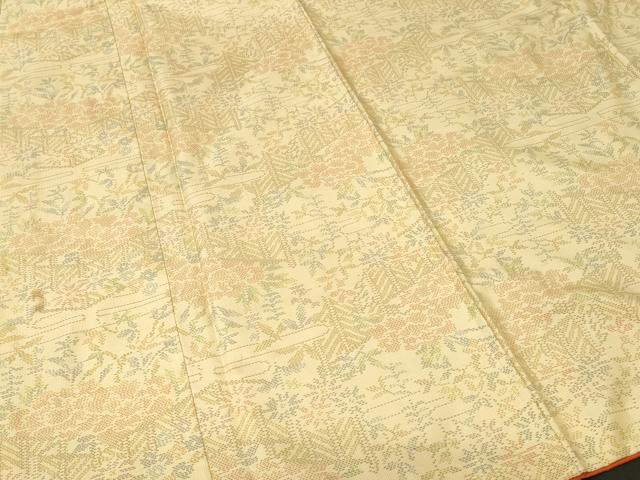 平和屋着物■本場大島紬　白大島　エ霞草花文　正絹　逸品　CABL3273ev