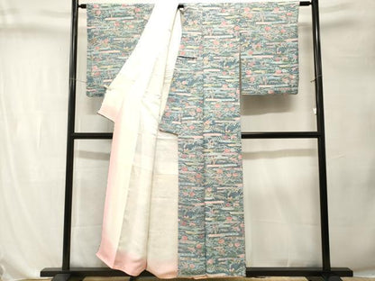 平和屋着物■上質な小紋　芝草エ霞草花文　正絹　逸品　CABL3276ev