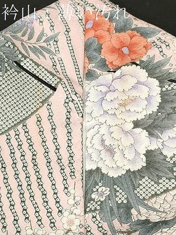 平和屋着物■上質な小紋　扇面草花文　藤花房　正絹　逸品　CABL3279ev