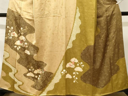 平和屋着物■訪問着　刺繍　絞り　道長枝梅花文　金彩　正絹　逸品　CABL3283ev