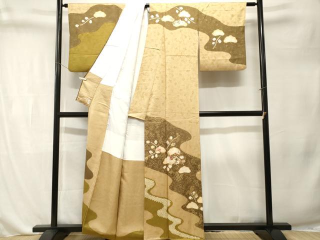 平和屋着物■訪問着　刺繍　絞り　道長枝梅花文　金彩　正絹　逸品　CABL3283ev