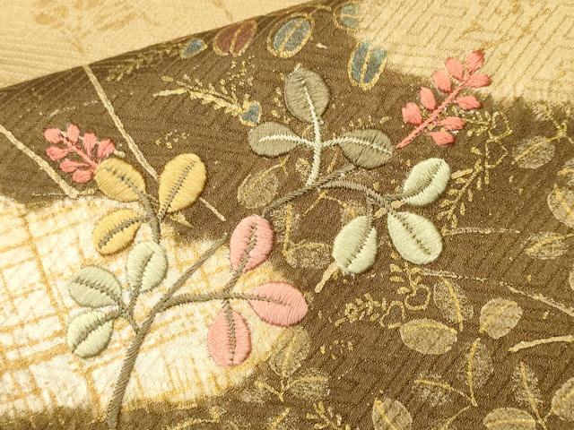 平和屋着物■訪問着　刺繍　絞り　道長枝梅花文　金彩　正絹　逸品　CABL3283ev
