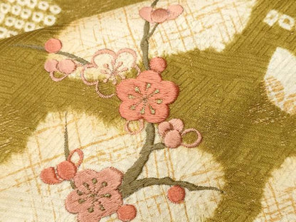 平和屋着物■訪問着　刺繍　絞り　道長枝梅花文　金彩　正絹　逸品　CABL3283ev