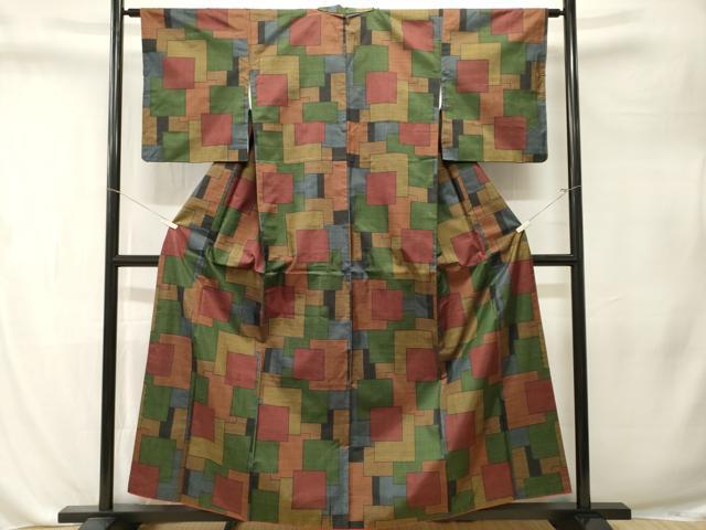 平和屋着物■本場大島紬　7マルキ　色紙重ね文　正絹　逸品　CABL3284ev