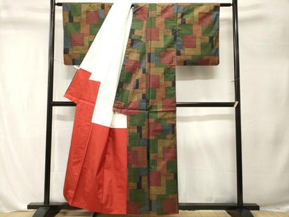 平和屋着物■本場大島紬　7マルキ　色紙重ね文　正絹　逸品　CABL3284ev