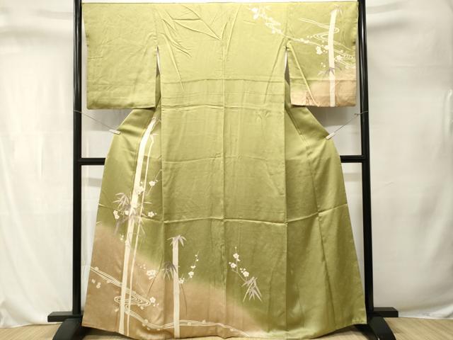 平和屋着物■訪問着　笹竹枝梅文　暈し染め　金彩　鈴乃屋扱い　正絹　逸品　CABL3285ev