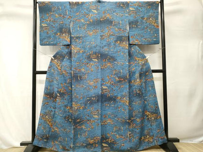 平和屋着物■上質な小紋　人物風景文　正絹　逸品　CABL3287ev