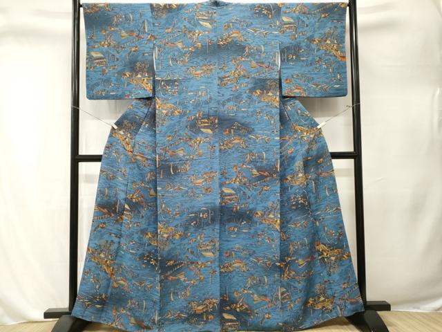 平和屋着物■上質な小紋　人物風景文　正絹　逸品　CABL3287ev