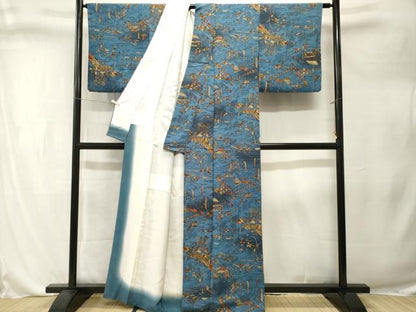 平和屋着物■上質な小紋　人物風景文　正絹　逸品　CABL3287ev