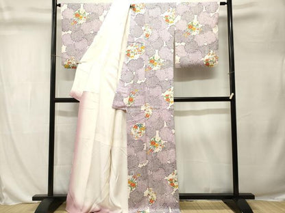 平和屋着物■上質な小紋　雪輪重ね草花文　正絹　逸品　CABL3289ev