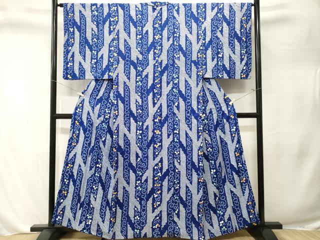 平和屋着物■上質な小紋　総絞り　唐草文　正絹　逸品　CABL3291ev