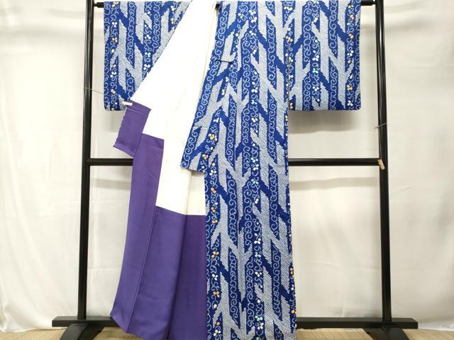 平和屋着物■上質な小紋　総絞り　唐草文　正絹　逸品　CABL3291ev