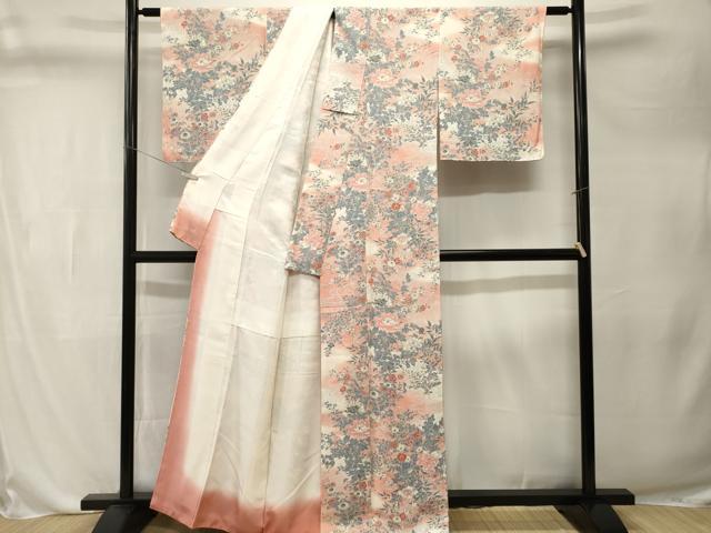平和屋着物■上質な小紋　流水草花文　暈し染め　正絹　逸品　CABL3292ev
