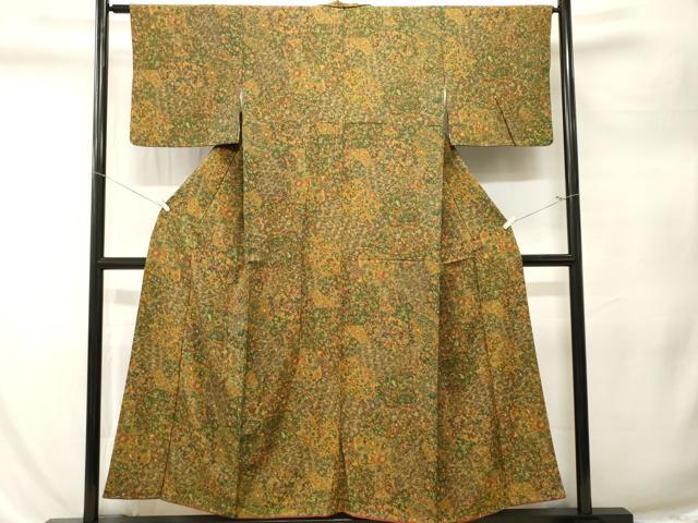 平和屋着物■上質な小紋　切嵌更紗花文　三越扱い　正絹　逸品　CABL3293ev