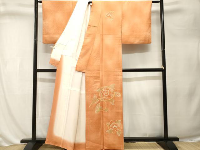 平和屋着物■中国三大刺繍　小紋　総相良刺繍　草花文　暈し染め　正絹　逸品　CABL3295ev