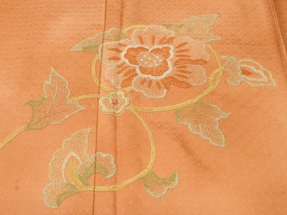 平和屋着物■中国三大刺繍　小紋　総相良刺繍　草花文　暈し染め　正絹　逸品　CABL3295ev