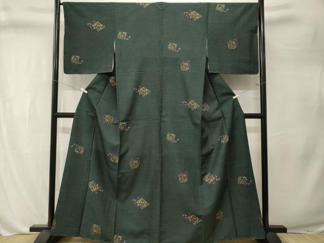 平和屋着物■上質な紬　菱重ね更紗花文　正絹　逸品　未使用　CABL3298ev
