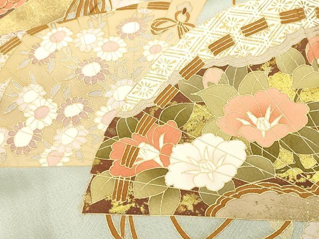 平和屋着物■豪華色留袖　駒刺繍　檜扇枝花文　金彩　正絹　逸品　CABL3299ev