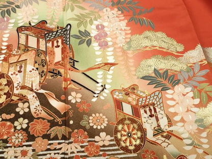 平和屋着物■豪華振袖　幾久重袖　松竹梅　御所車花文　暈し染め　金銀彩　正絹　逸品　CABL3302ev