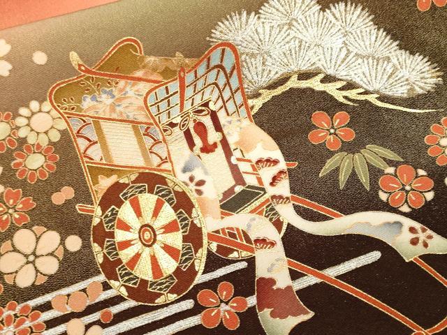 平和屋着物■豪華振袖　幾久重袖　松竹梅　御所車花文　暈し染め　金銀彩　正絹　逸品　CABL3302ev