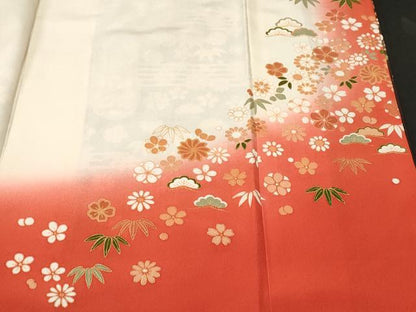 平和屋着物■豪華振袖　幾久重袖　松竹梅　御所車花文　暈し染め　金銀彩　正絹　逸品　CABL3302ev