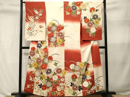 平和屋着物■訪問着　市松菊花文　暈し染め　金彩　正絹　逸品　CABL3306ev