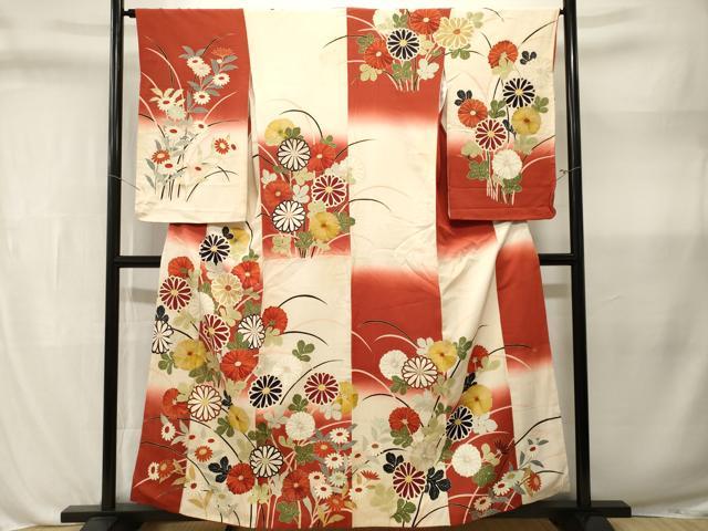 平和屋着物■訪問着　市松菊花文　暈し染め　金彩　正絹　逸品　CABL3306ev