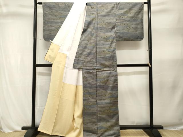 平和屋着物■本場大島紬　幾何学文　正絹　逸品　CABL3309ev