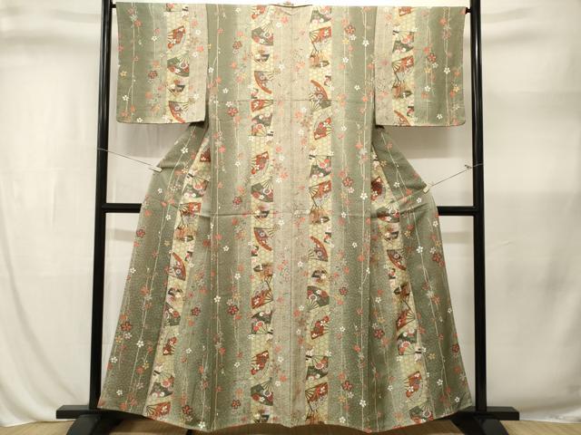 平和屋着物■上質な小紋　扇面花間道　暈し染め　金彩　正絹　逸品　CABL3310ev