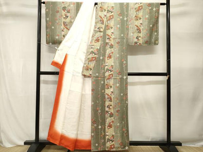 平和屋着物■上質な小紋　扇面花間道　暈し染め　金彩　正絹　逸品　CABL3310ev