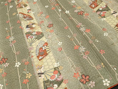平和屋着物■上質な小紋　扇面花間道　暈し染め　金彩　正絹　逸品　CABL3310ev