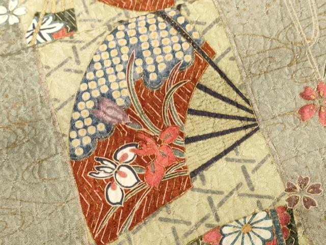 平和屋着物■上質な小紋　扇面花間道　暈し染め　金彩　正絹　逸品　CABL3310ev