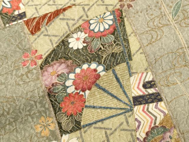 平和屋着物■上質な小紋　扇面花間道　暈し染め　金彩　正絹　逸品　CABL3310ev