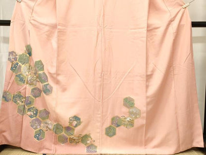 平和屋着物■訪問着　亀甲繋ぎ流水風景文　金彩　正絹　逸品　CABL3314ev