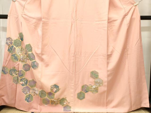 平和屋着物■訪問着　亀甲繋ぎ流水風景文　金彩　正絹　逸品　CABL3314ev