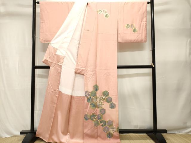 平和屋着物■訪問着　亀甲繋ぎ流水風景文　金彩　正絹　逸品　CABL3314ev