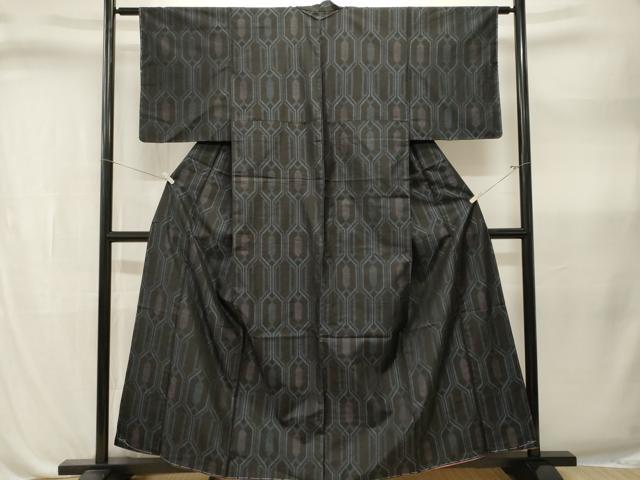 平和屋着物■本場大島紬　亀甲繋ぎ文　正絹　逸品　CABL3316ev