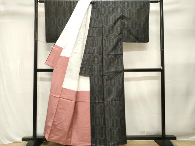 平和屋着物■本場大島紬　亀甲繋ぎ文　正絹　逸品　CABL3316ev