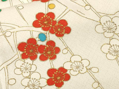 平和屋着物■訪問着　枝梅文　金彩　正絹　逸品　CABL3325ev