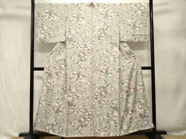 平和屋着物■上質な小紋　流水御所車松竹梅花文　金彩　正絹　逸品　CABL3327ev