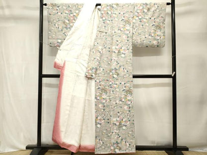平和屋着物■上質な小紋　流水御所車松竹梅花文　金彩　正絹　逸品　CABL3327ev