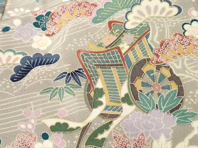平和屋着物■上質な小紋　流水御所車松竹梅花文　金彩　正絹　逸品　CABL3327ev