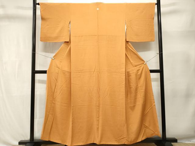 平和屋着物■上質な色無地　籠目地紋　柑子色　正絹　逸品　CABL3334ev