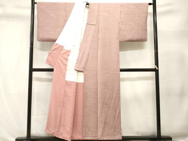 平和屋着物■上質な色無地　更紗花地紋　白茶色　正絹　逸品　CABL3335ev