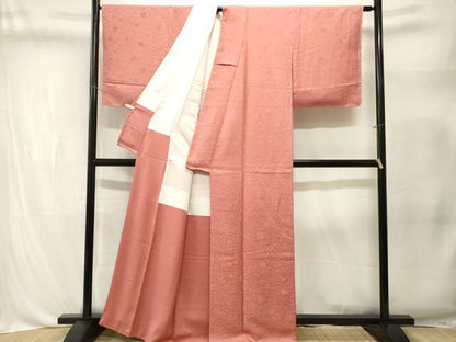 平和屋着物■上質な色無地　辻が花地紋　土器色　正絹　逸品　CABL3338ev